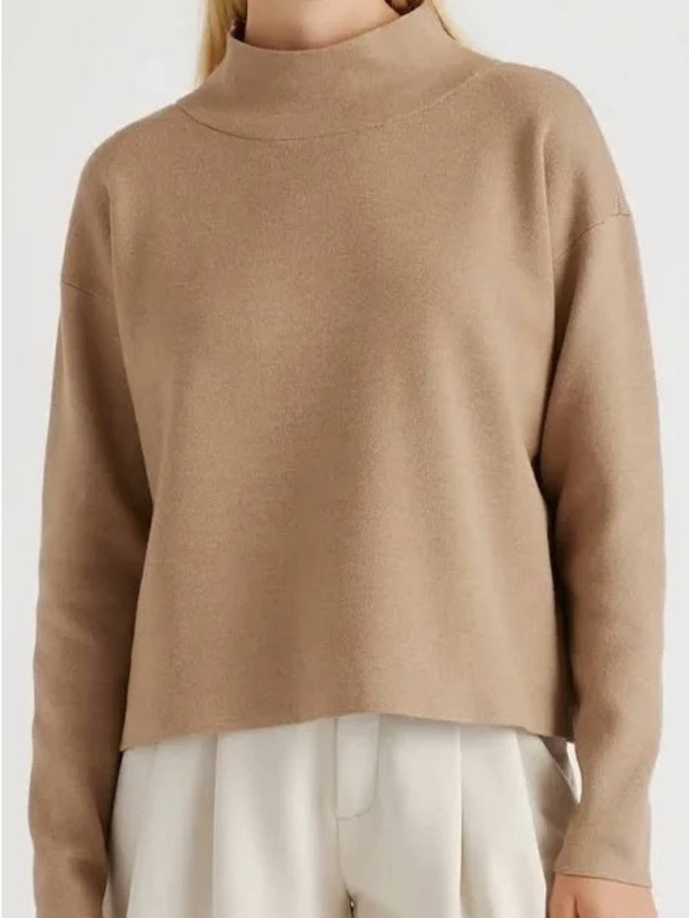 Quince Mock Neck Sweater Warm Taupe - S